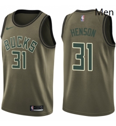 Mens Nike Milwaukee Bucks 31 John Henson Swingman Green Salute to Service NBA Jersey 