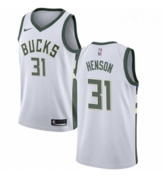 Mens Nike Milwaukee Bucks 31 John Henson Swingman White Home NBA Jersey Association Edition 