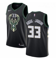 Mens Nike Milwaukee Bucks 33 Kareem Abdul Jabbar Authentic Black Alternate NBA Jersey Statement Edition 