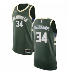 Mens Nike Milwaukee Bucks 34 Giannis Antetokounmpo Authentic Green Road NBA Jersey Icon Edition