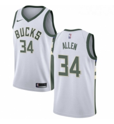 Mens Nike Milwaukee Bucks 34 Ray Allen Authentic White Home NBA Jersey Association Edition