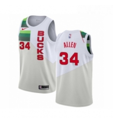 Mens Nike Milwaukee Bucks 34 Ray Allen White Swingman Jersey Earned Edition