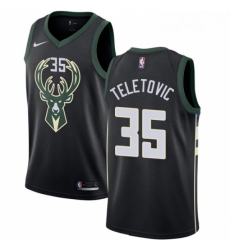 Mens Nike Milwaukee Bucks 35 Mirza Teletovic Authentic Black Alternate NBA Jersey Statement Edition