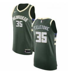 Mens Nike Milwaukee Bucks 35 Mirza Teletovic Authentic Green Road NBA Jersey Icon Edition