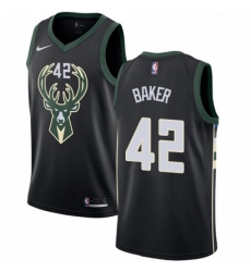Mens Nike Milwaukee Bucks 42 Vin Baker Authentic Black Alternate NBA Jersey Statement Edition