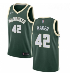 Mens Nike Milwaukee Bucks 42 Vin Baker Swingman Green Road NBA Jersey Icon Edition