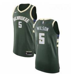 Mens Nike Milwaukee Bucks 5 D J Wilson Authentic Green Road NBA Jersey Icon Edition 