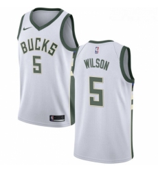 Mens Nike Milwaukee Bucks 5 D J Wilson Authentic White Home NBA Jersey Association Edition 