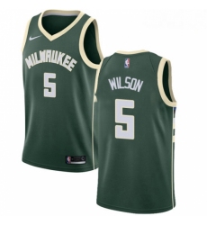 Mens Nike Milwaukee Bucks 5 D J Wilson Swingman Green Road NBA Jersey Icon Edition 