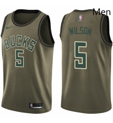 Mens Nike Milwaukee Bucks 5 D J Wilson Swingman Green Salute to Service NBA Jersey 