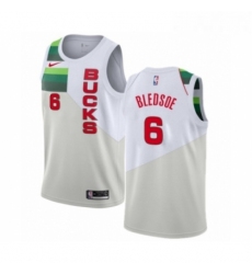 Mens Nike Milwaukee Bucks 6 Eric Bledsoe White Swingman Jersey Earned Edition 