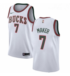 Mens Nike Milwaukee Bucks 7 Thon Maker Authentic White Fashion Hardwood Classics NBA Jersey 
