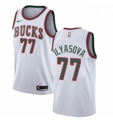 Mens Nike Milwaukee Bucks 77 Ersan Ilyasova Swingman White Fashion Hardwood Classics NBA Jersey 