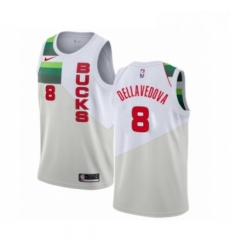 Mens Nike Milwaukee Bucks 8 Matthew Dellavedova White Swingman Jersey Earned Edition 