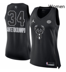 Womens Nike Jordan Milwaukee Bucks 34 Giannis Antetokounmpo Swingman Black 2018 All Star Game NBA Jersey