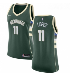Womens Nike Milwaukee Bucks 11 Brook Lopez Swingman Green NBA Jersey Icon Edition 