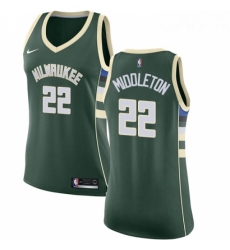 Womens Nike Milwaukee Bucks 22 Khris Middleton Swingman Green Road NBA Jersey Icon Edition 