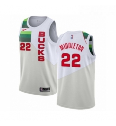 Womens Nike Milwaukee Bucks 22 Khris Middleton White Swingman Jersey Earned Edition 