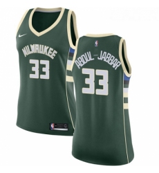 Womens Nike Milwaukee Bucks 33 Kareem Abdul Jabbar Swingman Green Road NBA Jersey Icon Edition 