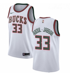 Womens Nike Milwaukee Bucks 33 Kareem Abdul Jabbar Swingman White Fashion Hardwood Classics NBA Jersey 