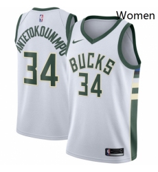 Womens Nike Milwaukee Bucks 34 Giannis Antetokounmpo Authentic White Home NBA Jersey Association Edition