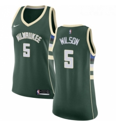 Womens Nike Milwaukee Bucks 5 D J Wilson Authentic Green Road NBA Jersey Icon Edition 