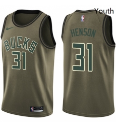Youth Nike Milwaukee Bucks 31 John Henson Swingman Green Salute to Service NBA Jersey 