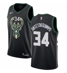 Youth Nike Milwaukee Bucks 34 Giannis Antetokounmpo Authentic Black Alternate NBA Jersey Statement Edition