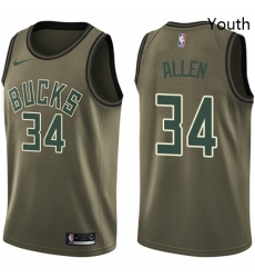 Youth Nike Milwaukee Bucks 34 Ray Allen Swingman Green Salute to Service NBA Jersey