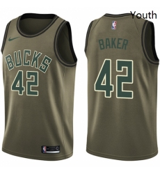 Youth Nike Milwaukee Bucks 42 Vin Baker Swingman Green Salute to Service NBA Jersey