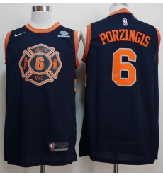 Knicks 6 Kristaps Porzingis Navy City Edition Nike Swingman Jersey