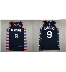 Knicks 9 R J  Barrett Navy City Edition Nike Authentic Jersey