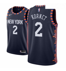 Men NBA 2018 19 New York Knicks 2 Luke Kornet City Edition Navy Jersey 