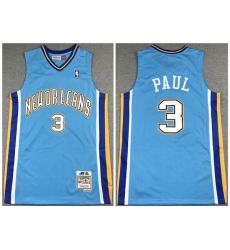 Men New Orleans Hornets 3 Chris Paul 2005 06 Light Blue Throwback Stitched Jersey