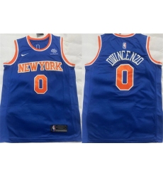 Men New Yok Knicks 0 Donte DiVincenzo Blue Stitched Basketball Jersey