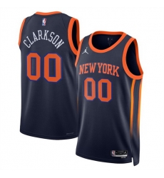 Men New Yok Knicks 00 Jordan Clarkson Jordan Clarkson Black 2025 Statement Edition Stitched Basketball Jersey