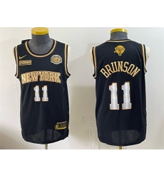 Men New Yok Knicks 11 Jalen Brunson Black Gold 2026 Finals Eastern Conference Champions Patch Stitched Jersey Men New Yok Knicks 11 Jalen Brunson Black Gold 2026 Finals Eastern Conference Champions Patch Stitched Jersey