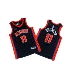 Men New Yok Knicks 11 Jalen Brunson Black Stitched Basketball Jersey