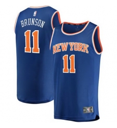 Men New Yok Knicks 11 Jalen Brunson Blue Icon Edition Stitched Basketball Jersey