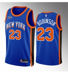 Men New Yok Knicks 23 Mitchell Robinson Blue 2023 24 City Edition Stitched Basketball Jersey