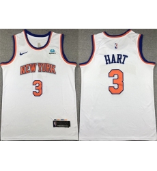 Men New Yok Knicks 3 Josh Hart White Stitched Basketball Jersey
