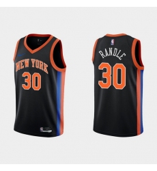 Men New Yok Knicks 30 Julius Randle 2022 23 Black City Edition Stitched Basketball Jersey