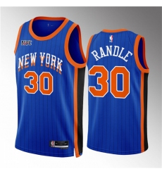 Men New Yok Knicks 30 Julius Randle Blue 2023 24 City Edition Stitched Basketball Jersey
