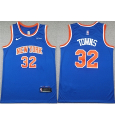 Men New Yok Knicks  32 Karl Anthony Towns Blue Icon Edition Edition Stitched Basketball Jersey