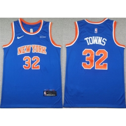 Men New Yok Knicks  32 Karl Anthony Towns Blue Icon Edition Edition Stitched Basketball Jersey