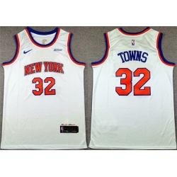 Men New Yok Knicks  32 Karl Anthony Towns White 2024 Association Edition Stitched Basketball Jersey