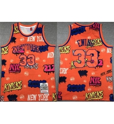 Men New Yok Knicks 33 Patrick Ewing Orange 1991 92 Throwback Stitched Jersey
