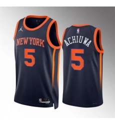 Men New Yok Knicks 5 Precious Achiuwa Navy Statement Edition Stitched Basketball Jersey