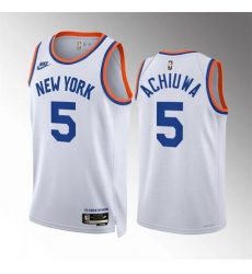 Men New Yok Knicks 5 Precious Achiuwa White 2021 22 City Edition Stitched Basketball Jersey