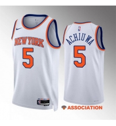 Men New Yok Knicks 5 Precious Achiuwa White Association Edition Stitched Basketball Jersey